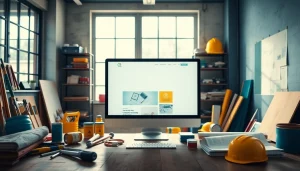 Showcase of web design essex for trades displayed on a computer in a vibrant workspace.