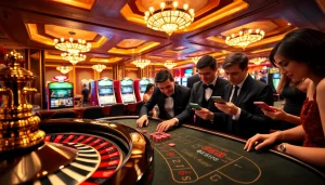 Players enjoying casino games and betting on https://78win.sh/ in a vibrant gambling atmosphere.