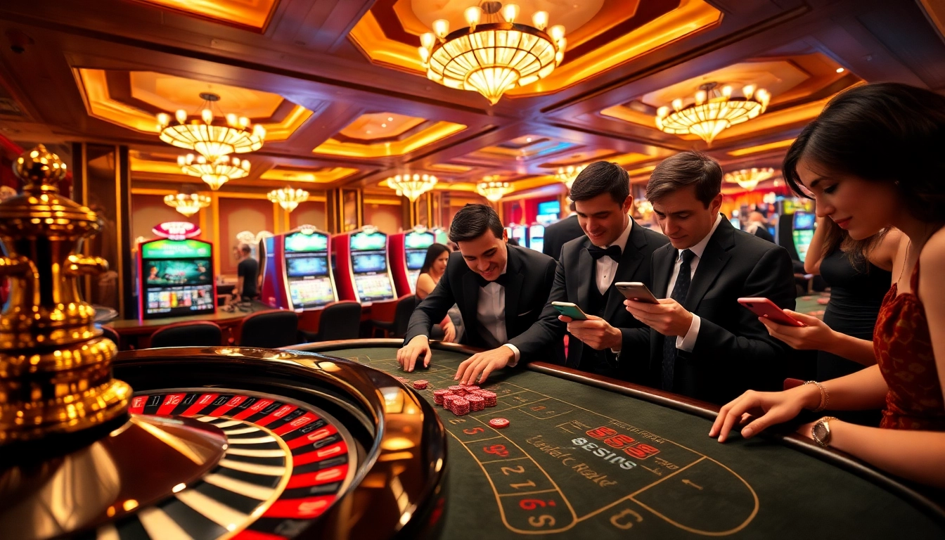 Players enjoying casino games and betting on https://78win.sh/ in a vibrant gambling atmosphere.