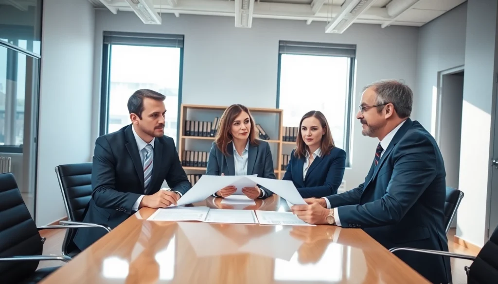 Greenville Personal Injury Lawyers collaborating in a well-lit office setting to assist clients.
