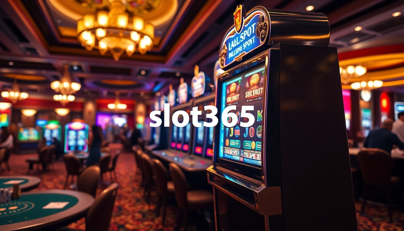 Experience the excitement of slot365 at a vibrant casino with a luxurious slot machine.