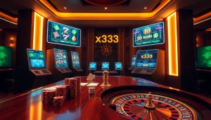 x333 platform displaying advanced slot machine spins and roulette wheel bets in luxury casino setting