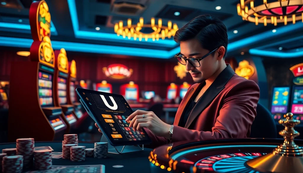 U888 online gamblers enjoying immersive gameplay at a luxurious virtual casino.