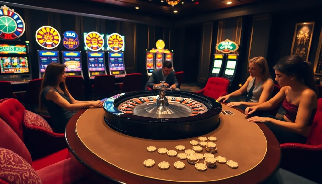 Experience the thrill of gambling with a dynamic scene at https://gg88.gold/ featuring roulette and poker.