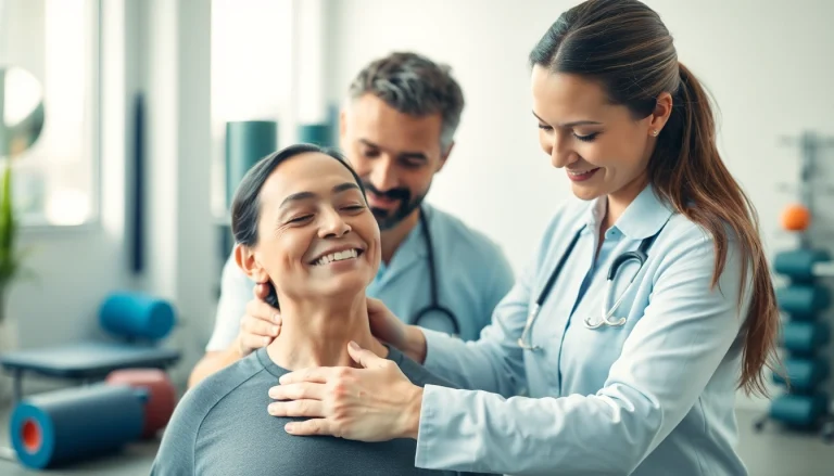 Engaging physiotherapy edmonton session with therapist and patient in a modern clinic.