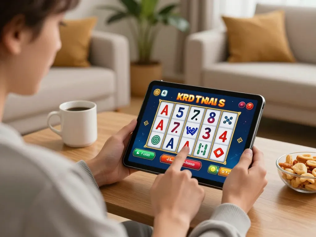 Engaging gameplay at home with slot mahjong on a tablet in a cozy setting, highlighting interactive experience