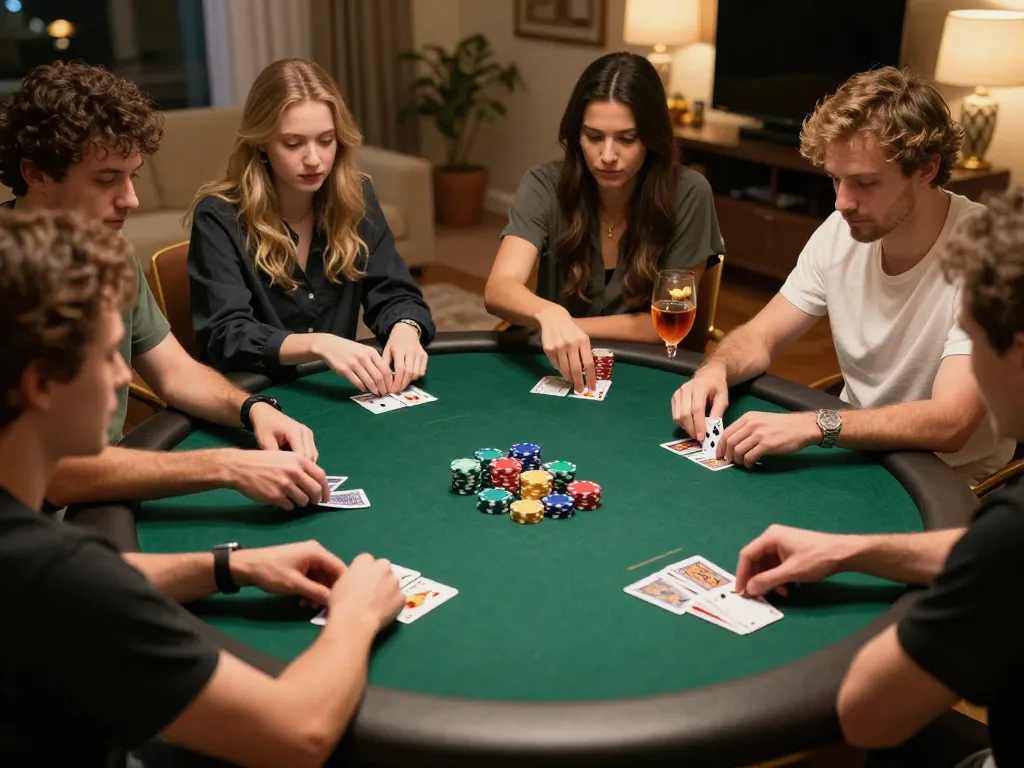 Engaging poker night scene demonstrating strategy and fun, featuring players around the table at https://kiss918-ori.app.
