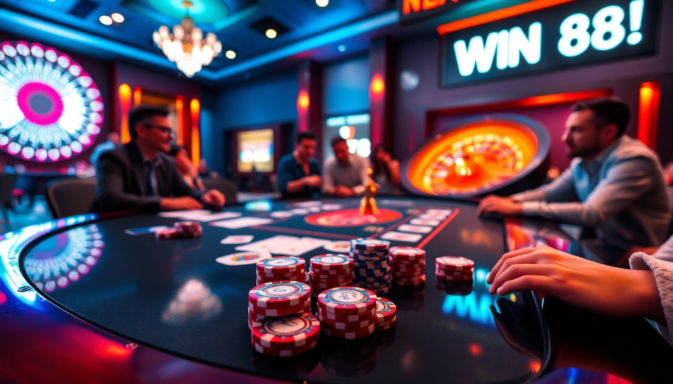 A thrilling moment at NEW88's poker table, inviting players to join the excitement of online gambling.