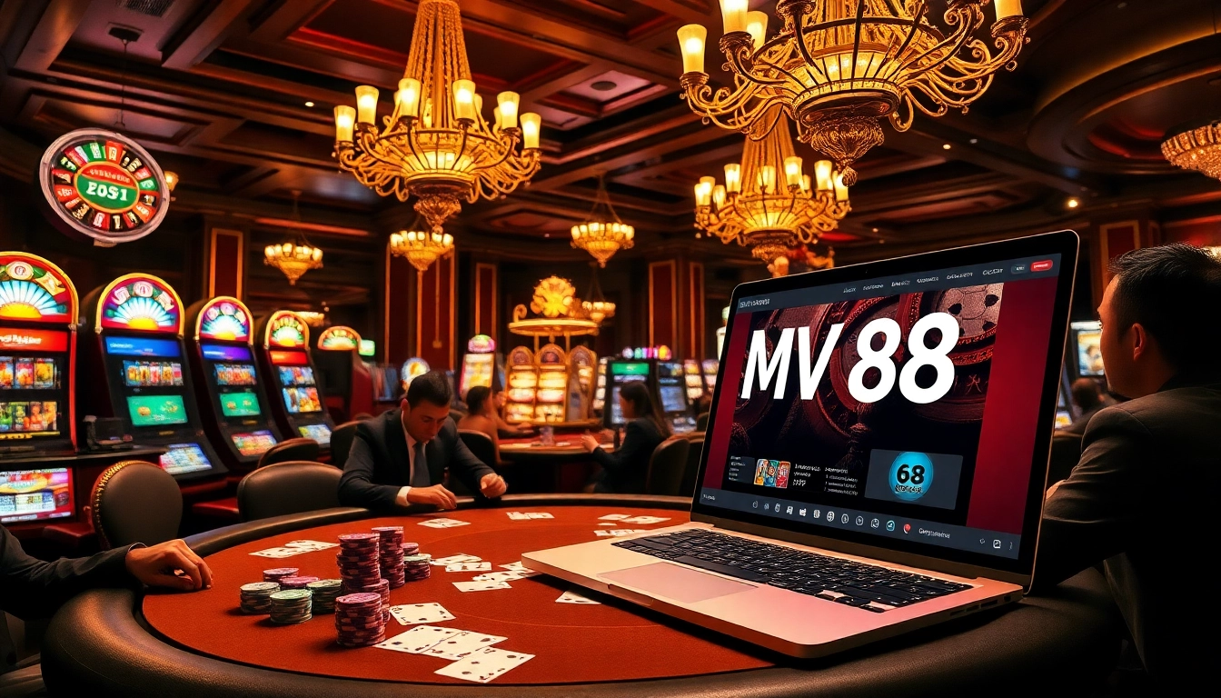 Engaging casino scene featuring MV 88 sound recording while players enjoy high-stakes gambling.
