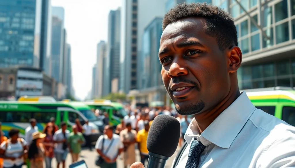 Covering Kenya News on-site with a journalist in a busy urban setting.