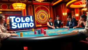 Pemain Togel Sumo menikmati aksi taruhan tinggi di meja blackjack kasino mewah.