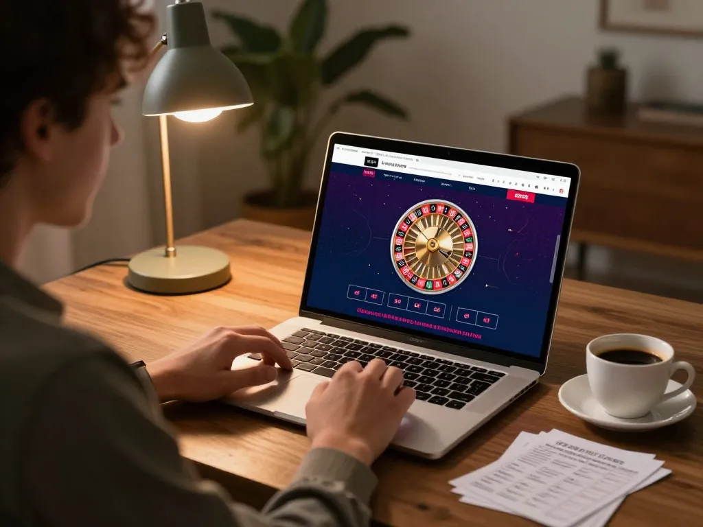 Engaging online gaming experience with EE88 platform displayed on laptop screen amidst a cozy home setting.