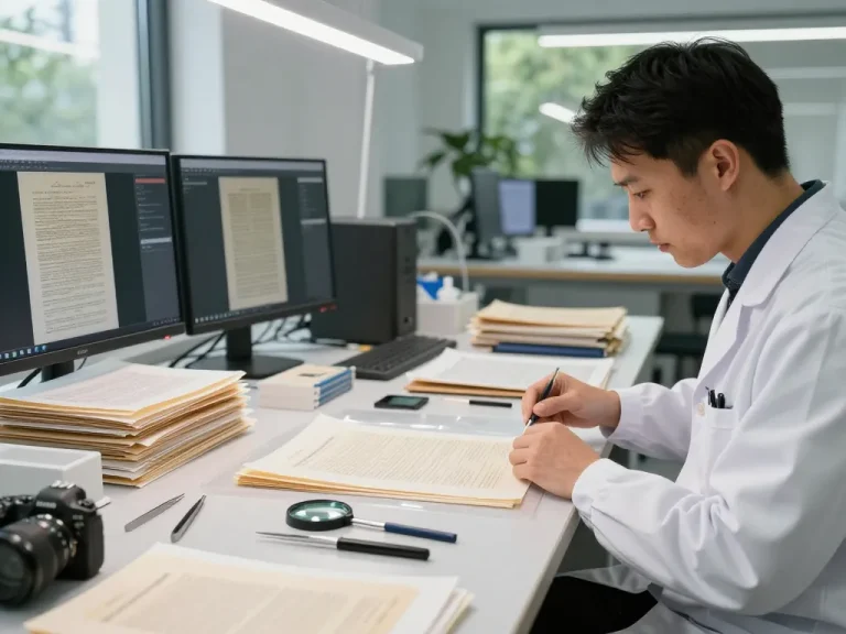 Bóc ép plastic tại hà nội, skilled technician restoring important documents in a bright workspace.