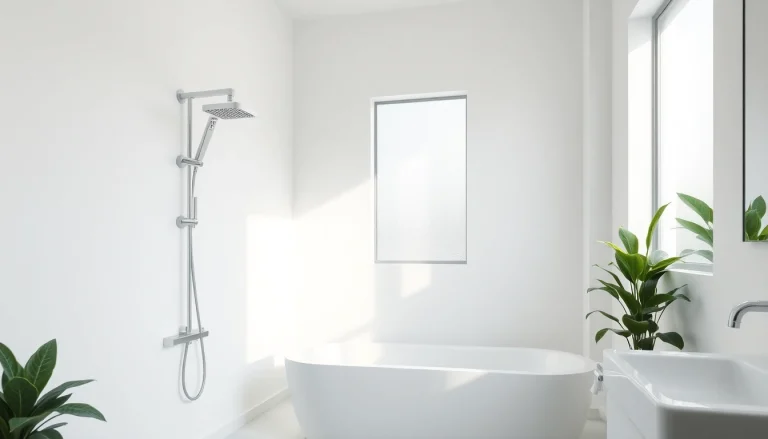 Admire elegant showers au with luxurious fixtures and soothing elements in a beautiful bathroom setting.