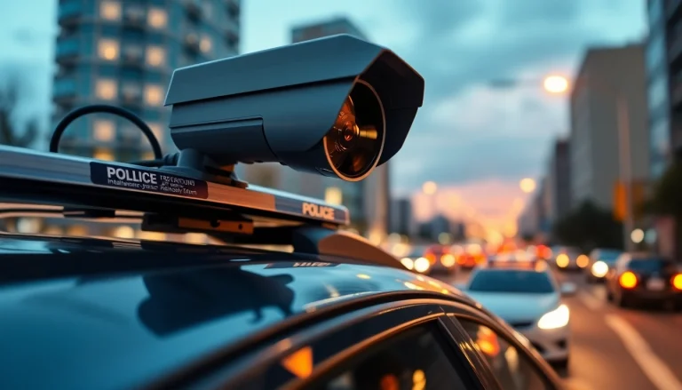 Implementing automatic license plate recognition technology on a police vehicle for enhanced security.