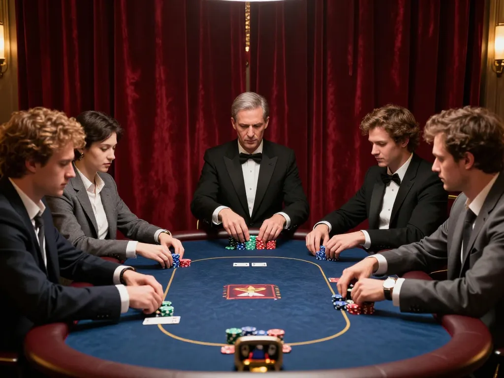 Experience high-stakes excitement at go8 with players competing in an elegant poker setting.