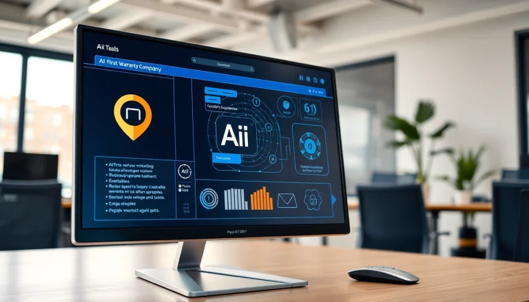 Visual representation of AI first warranty company interface enhancing user experience in a modern office.