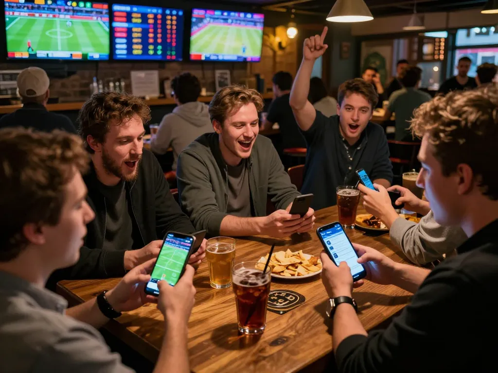 Experience the thrill of Thương hiệu Bet88 with live sports betting excitement and mobile interactions in a lively setting.