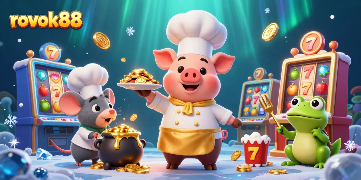 Experience the excitement of rokok88 with vibrant slot machines and animated characters in a captivating casino scene.