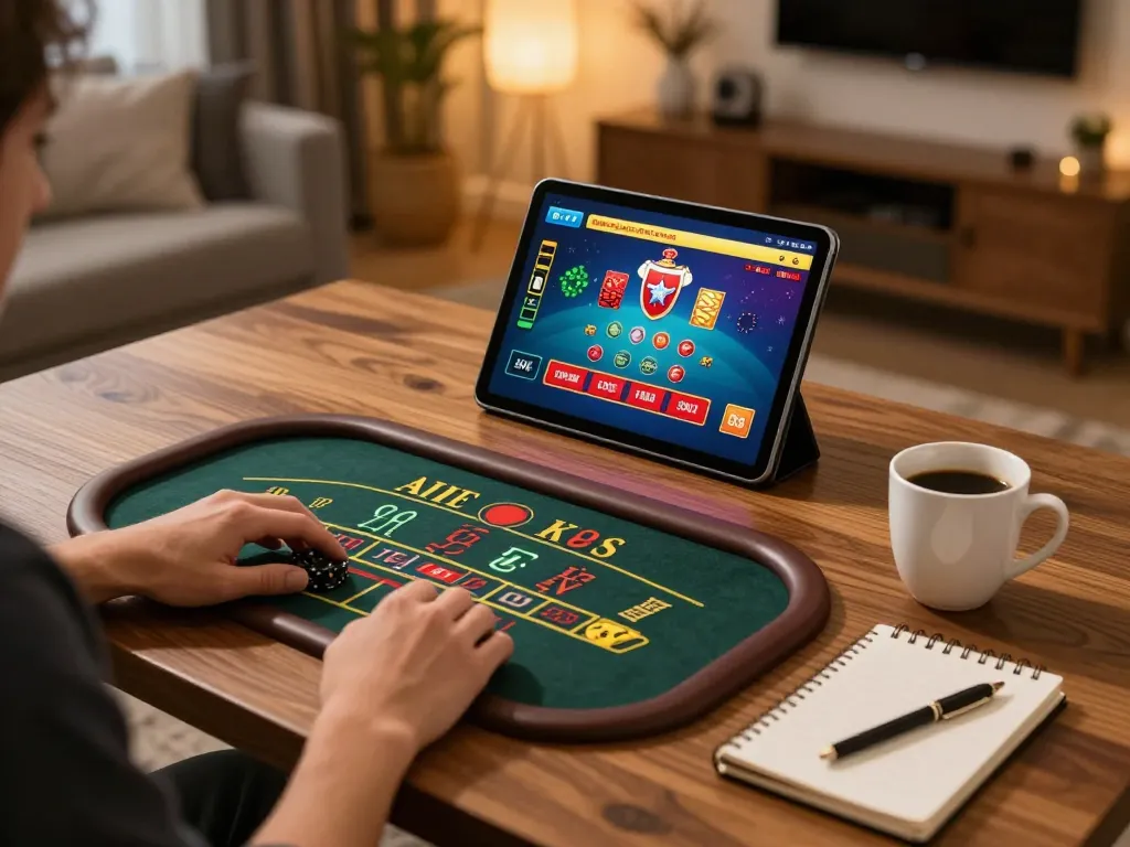vt88 player engaged in online blackjack at home, showcasing modern gaming experience