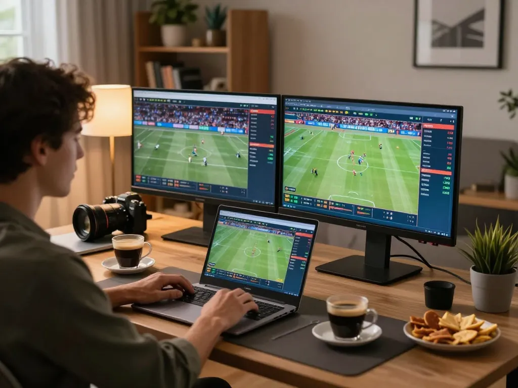 Siti stranieri scommesse in action with a person engaged in live sports betting on a laptop.