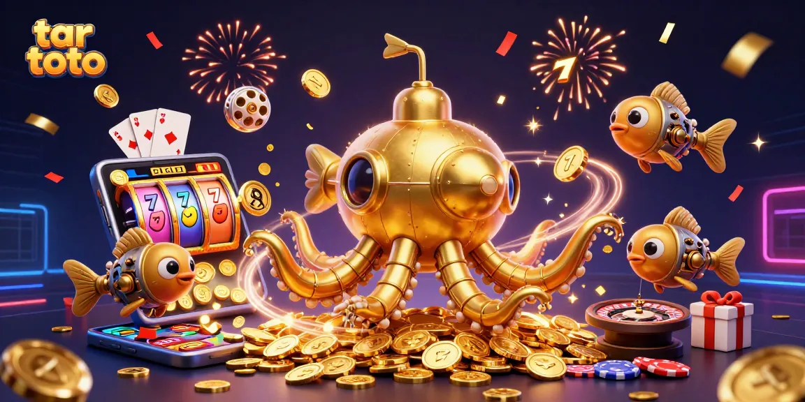 Engage with tar toto's jackpot adventures in a dynamic casino scene with golden treasures.