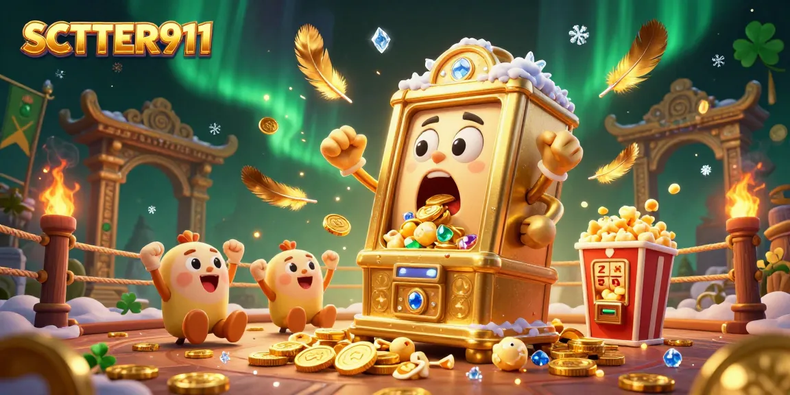Spin big wins with SCATTER911 in an energetic casino-themed scene featuring animated slot machines.