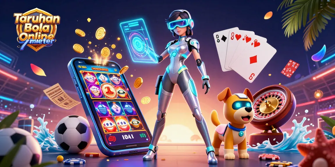 Bet on Taruhan Bola Online 7meter with thrilling visuals of a futuristic betting scene.