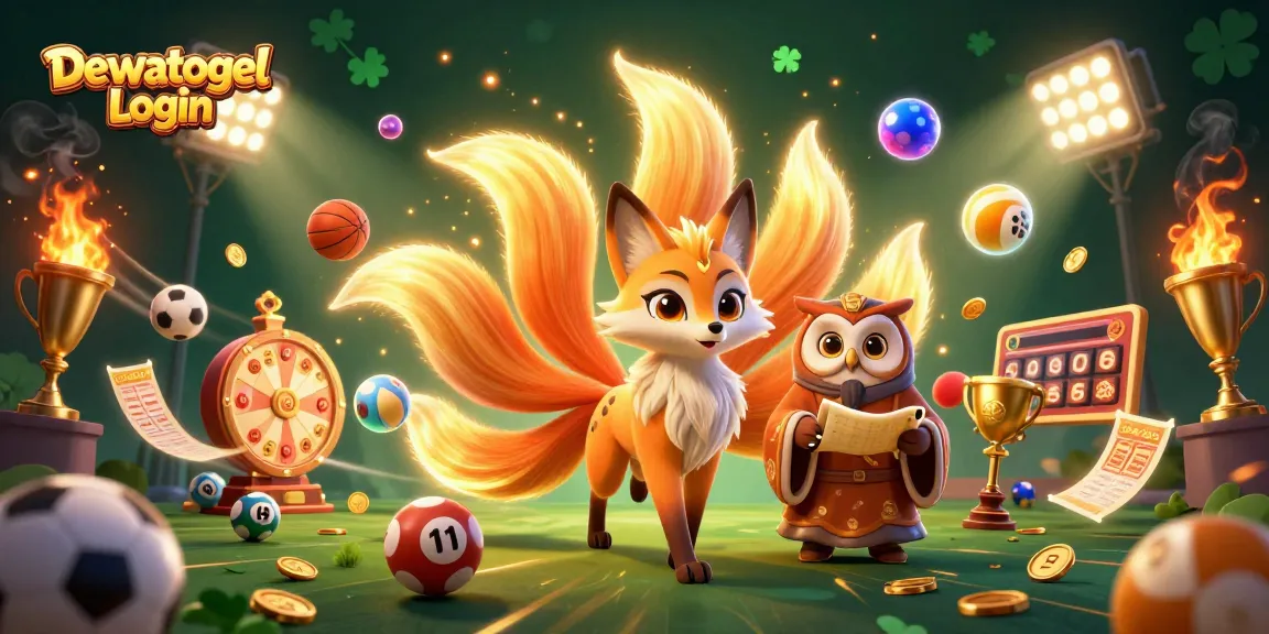 Dewatogel Login captures vibrant lottery elements and dynamic sports energy in a colorful gambling scene