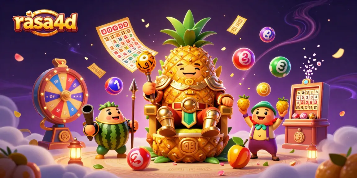 rasa4d menampilkan Raja nanas emas dengan jester mangga, di kasino pantai yang ramai