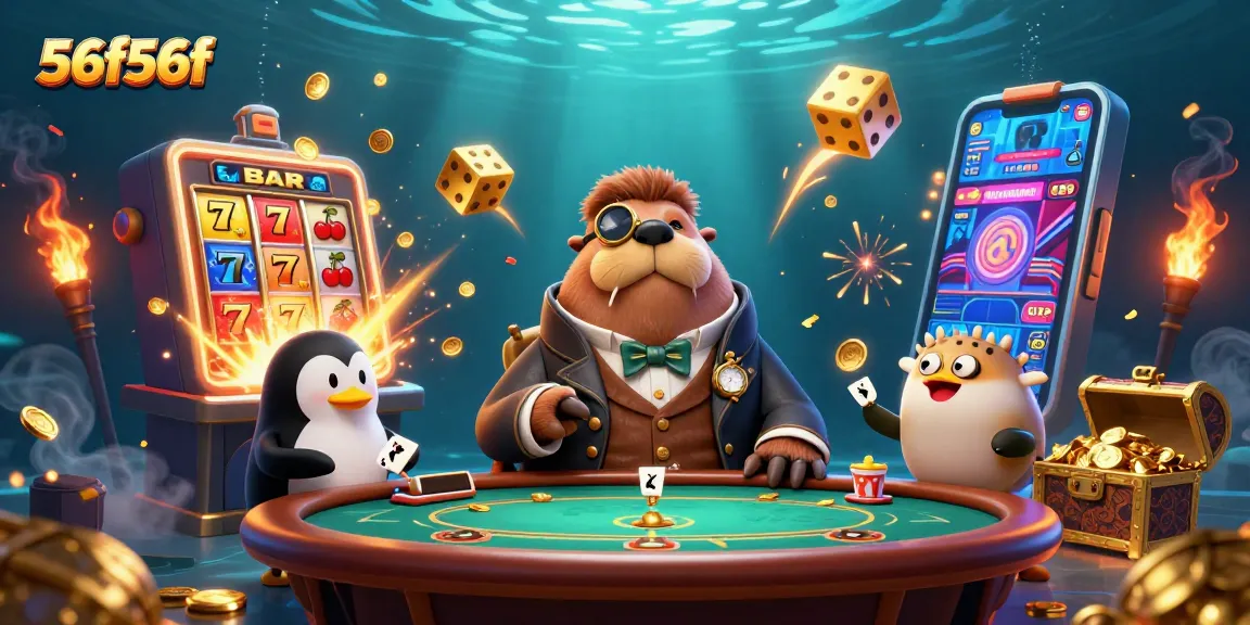 Imagem 56f56f de um jogo de pôquer subaquático com personagens divertidos.