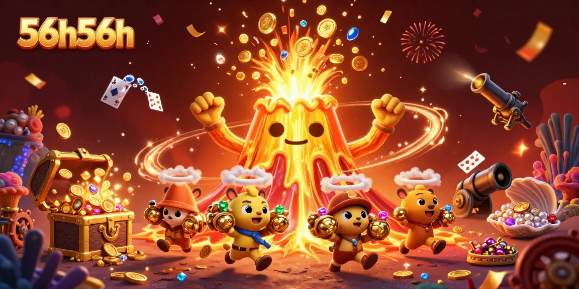 Engage with 56h56h's exciting treasure hunt in vibrant casino vibes and playful animals.