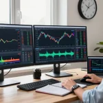 MetaTrader 4 trading setup with charts and indicators in a professional workspace