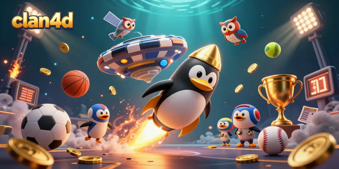 Experience high-stakes casino thrills with clan4d as the golden penguin soars past sports elements in a cosmic adventure.