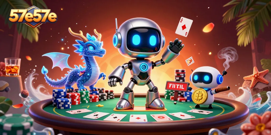 Engage with thrilling poker scenes featuring 57e57e's dynamic 3D characters and vibrant gameplay elements.