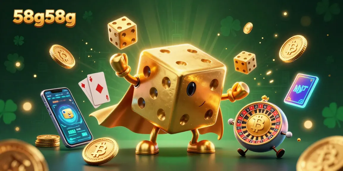 Experience the excitement of 58g58g with vibrant casino characters and crypto elements in a dynamic scene.